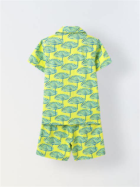Lime Geometric Print Co-Ord Set- Boy – Spunkies