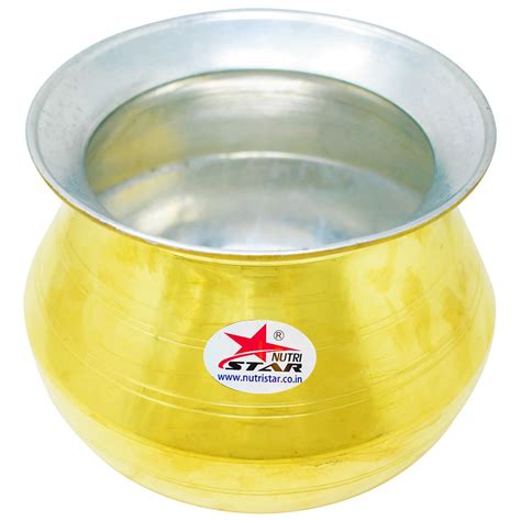 Brass Dekchi Cooking Pot with Tin Coating, Indian Brass Vessel, Golden ...