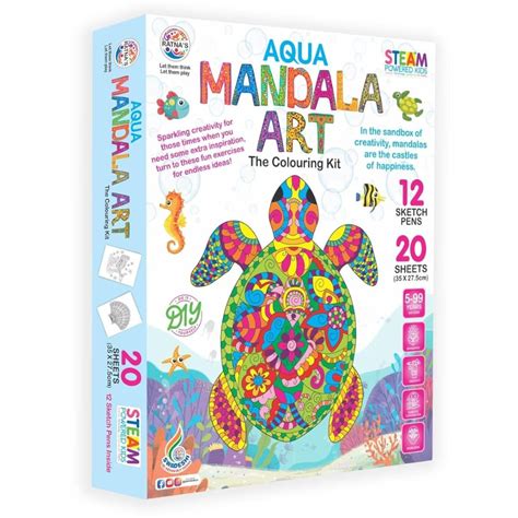 Ratna's Aqua Mandala Art Colouring Kit - 20 Sheets & 12 Sketch Pens ...
