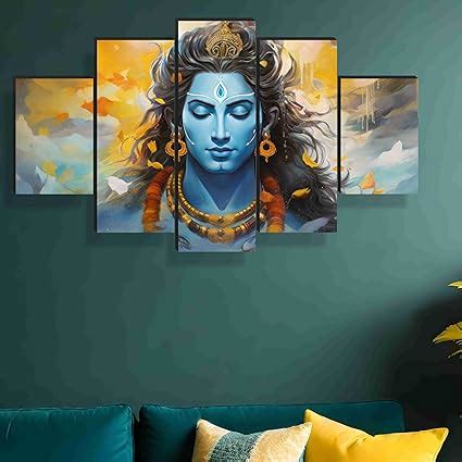 SAF Shiva Paintings For Wall Decoration - Set Of Five, 3D Modern Art ...