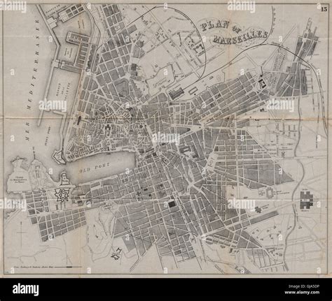 MARSEILLES. Antique town plan. City map. France. BRADSHAW, 1895 Stock ...