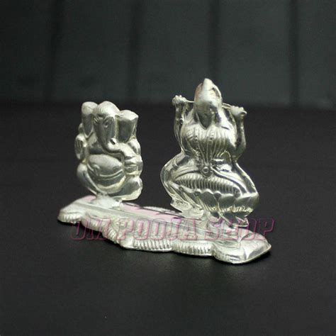 Ganesh Lakshmi Showpiece in Pure Silver | Buy online USA UK from India