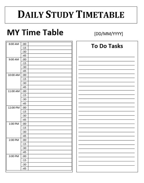 Image result for Study Timetable Excel
