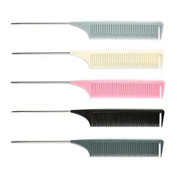 Buy TRIMSHOOD Tail Comb Metal Pin Tail Comb Stagerd Teeth Antistatic ...