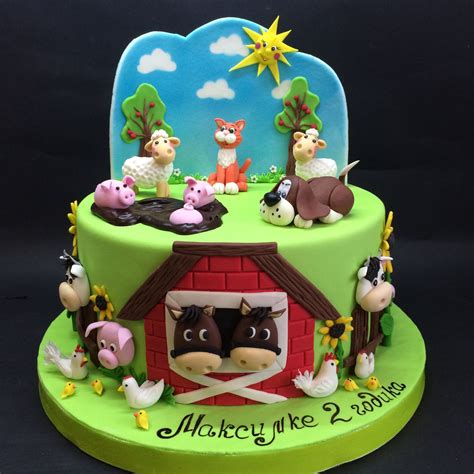 Торт ферма | Tortas de cumpleaños de granja, Tartas de animales de ...