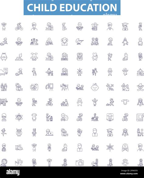 Child education line icons, signs set. Child, education, kindergarten ...