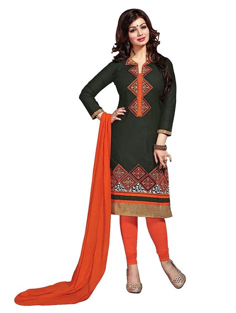 Buy Radhe Creation Black Color Embroidery Worked Dress Material Crafted ...