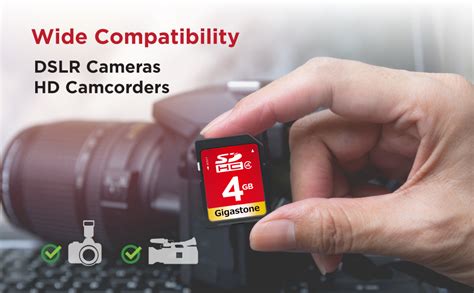 Gigastone 4GB SD Card SDHC Class 4 Memory Card for Photo Video Music ...