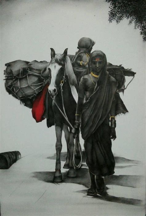 "Untitled": Red Charcoal Drawing (24x36) by Yuvraj Patil | ArtZolo.com