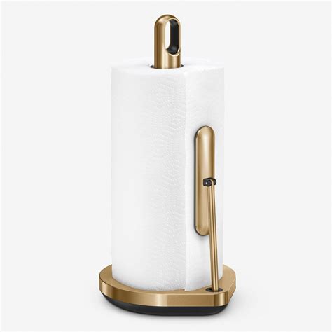 simplehuman Tension Arm Paper Towel Holder, Brass Stainless Steel ...
