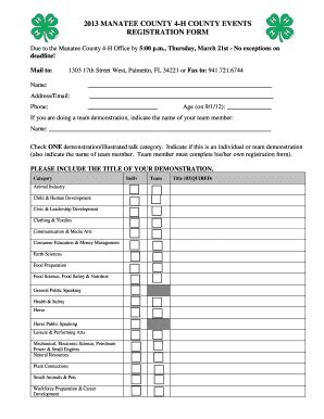 Registration Form - Manatee County Extension Office - Fill and Sign ...