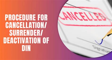 Procedure for Cancellation/Surrender/Deactivation of DIN