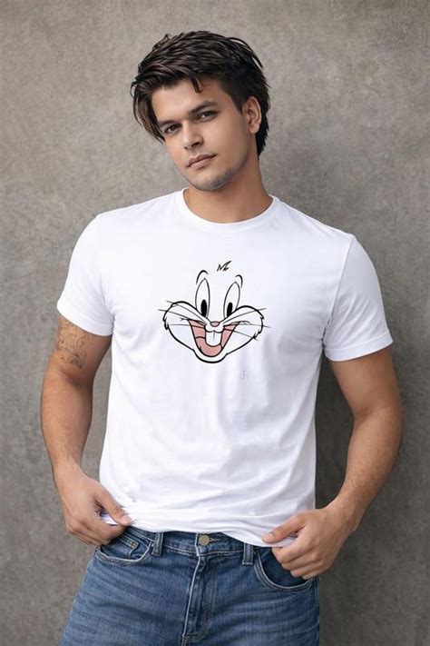Buy Bugs Bunny Cartoon Printed White T-Shirt for Men | Funny Cartoon ...