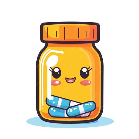 Cute kawaii medical drug bottle character vector illustration | Premium ...