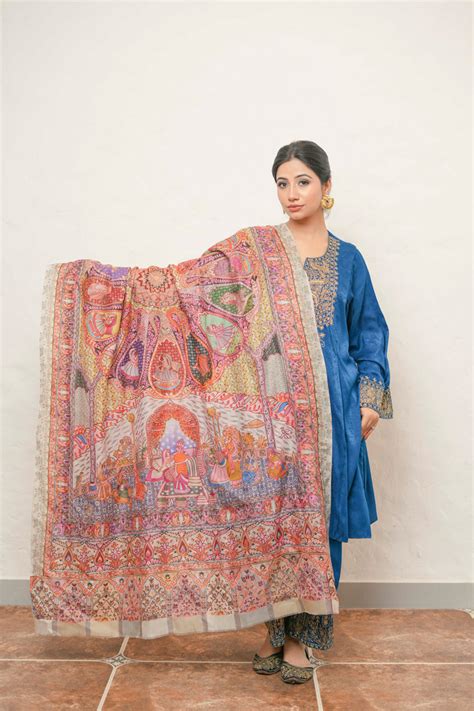 Rang Mahal Kalamkari Embroidery Shawl For Women – The Shawl Studio