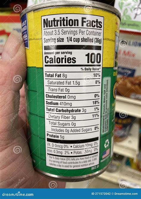 Grocery Store Peanut Patch Can Boiled Peanuts Nutrition Label Editorial ...