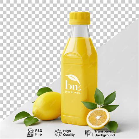 Premium PSD | Fresh lemon juice bottle isolated on transparent ...