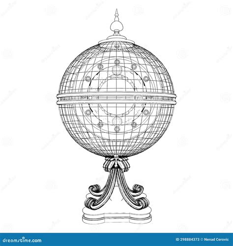 Globe Horoscope Decoration Vector. Illustration Isolated on White ...