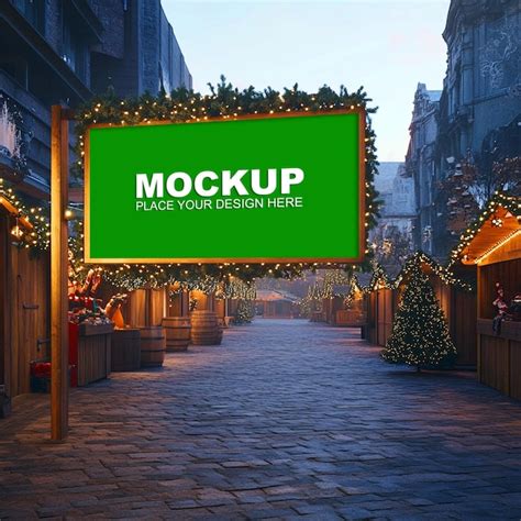 Mockup de cartazes do Mercado de Natal | PSD Premium gerado com IA