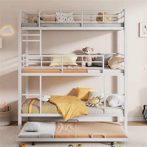 Heavy Duty Triple Bunk Bed Twin Over Twin Over Twin, 3 Bunk Bed with ...