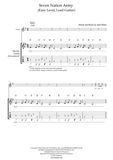 Seven Nation Army (Easy Level, Lead Guitar) (The White Stripes ...