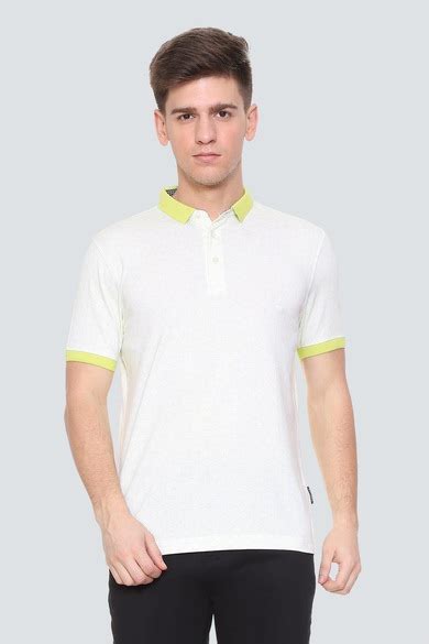 Buy Men White Textured Polo Neck T-shirt Online - 321883 | Van Heusen