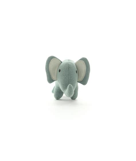 Harris the Elephant- Cotton Knitted Stuffed Soft Rattle Toy (Dull Blue ...