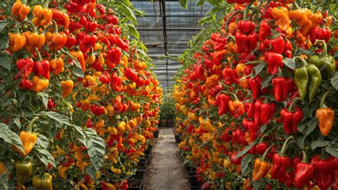 Premium AI Image | Growing sweet peppers in a greenhouse