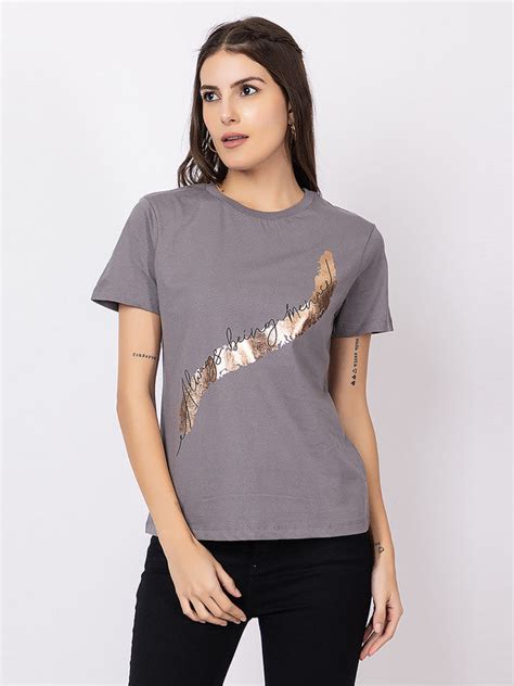 Buy COTTON SINKER R/N TEE WITH SLEEVE FOLD & FRONT DETAILENING Online ...