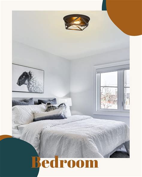 Buy Black Flush Mount Ceiling Light, FOITTON 12inch Industrial Light ...