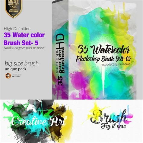 Water color Photoshop Brush Set-5 - MasterBundles