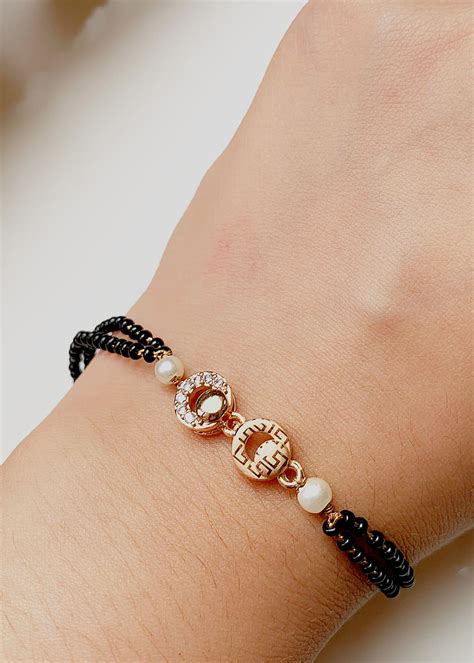 Get Gold Plated Studded Casual Adjustable Mangalsutra Chain Bracelet at ...