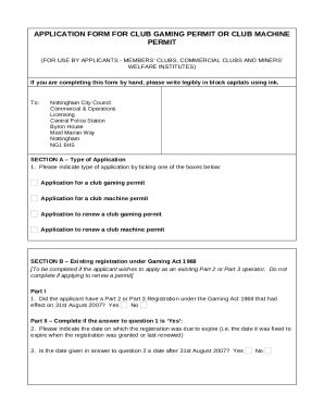 Application for club gaming permit or club machine ... Doc Template ...