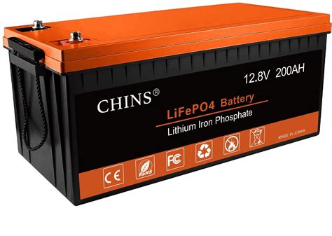 Buy CHINS LiFePO4 12V 200AH Lithium Battery Built-in 100A BMS for Home ...