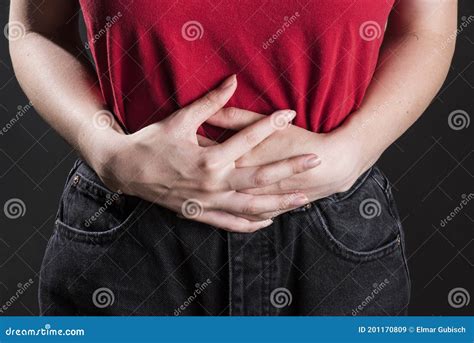 Woman with Abdominal Pain during Her Period Stock Image - Image of ...