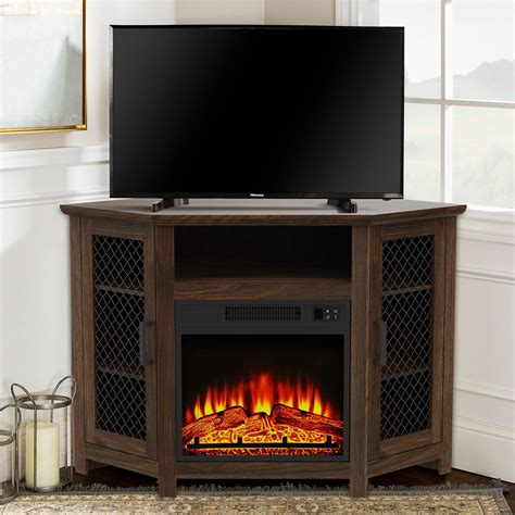 Parrot Uncle 45" Industrial Corner Electric Fireplace TV Stands with 2 ...