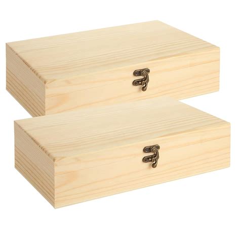 LANIAKEA 2 Pack Unfinished Wooden Box with Lid Small Wood Boxes(12 x 9x ...