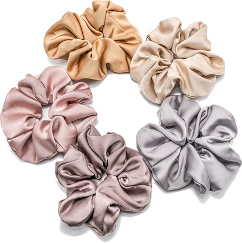 Amazon.com : 5 Packs Silk Satin Hair Scrunchies,Large Scrunchies for ...