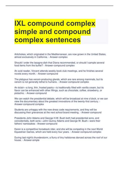 IXL compound complex simple and compound complex sentences - IXL ...