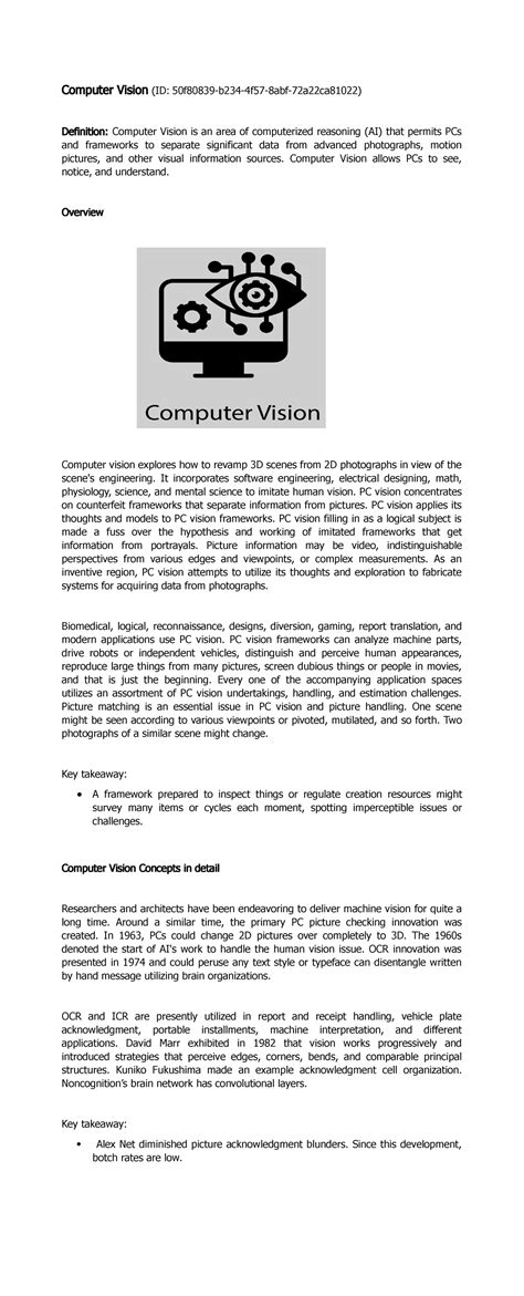 Computer Vision Notes - AI - Computer Vision (ID: 50f80839-b234-4f57 ...
