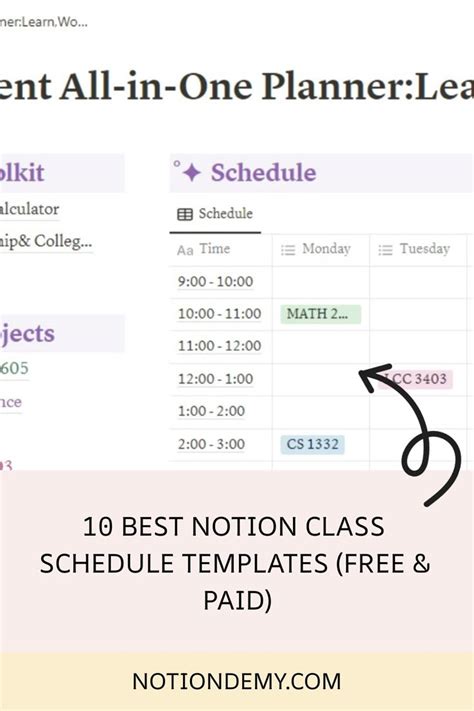 Image result for Notion Class Schedule Template
