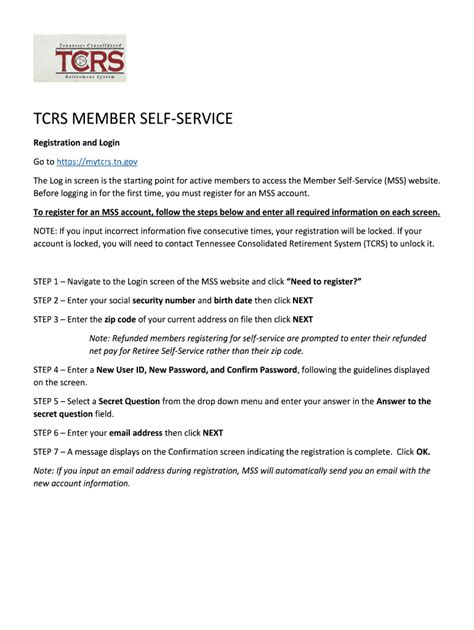 Fillable Online TCRS Overview and Self-Service - treasury.tn.gov Fax ...