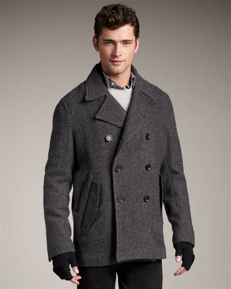 Grey Pea Coat Outfit Mens at Kara Torres blog