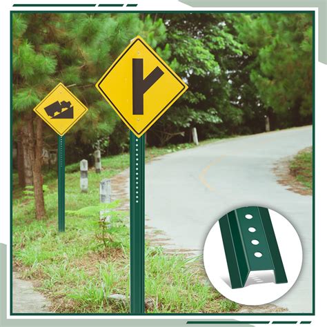 Gisafai 4 Pack U Channel Sign Post Tall Steel Post with Green Enamel ...