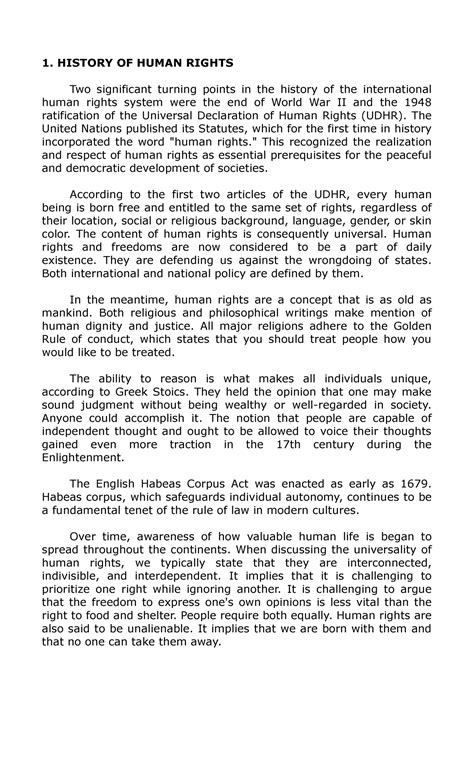 Human Rights General Principles - 1. HISTORY OF HUMAN RIGHTS Two significant turning points in ... - history of human rights