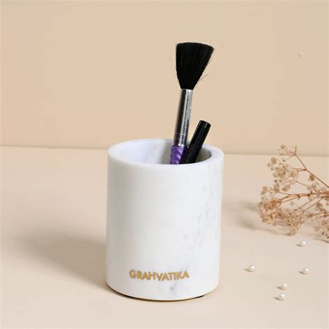 White Marble Multipurose Tumbler Tooth Brush Holder Toothpaste Holder ...