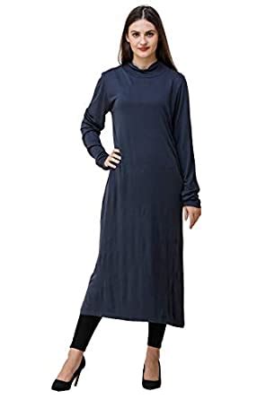 SILK ROUTE London Blue High Neck Long Top for Women Height 5'0 inch ...