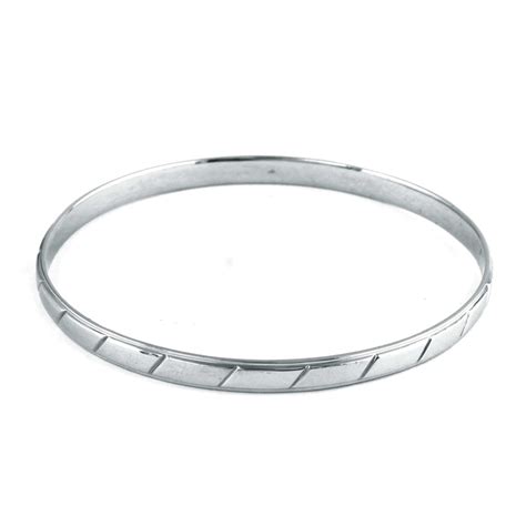 UniSex Platinum Bangle for Men & Women with Slanting Lines JL PTB 632 ...