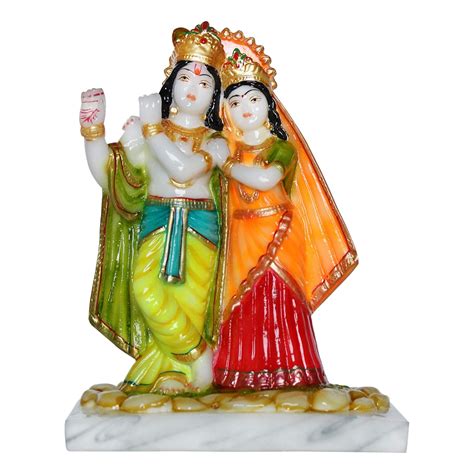 Buy FABZONE Radha Krishna Idol with Cow | Marble Dust Finish Murti for ...