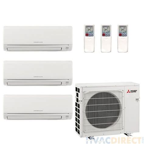 25,000 BTU 20 SEER Mitsubishi Tri Zone Mini Split Heat Pump System 6+6 ...